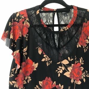 Torrid Rose Lace Babydoll Blouse Top